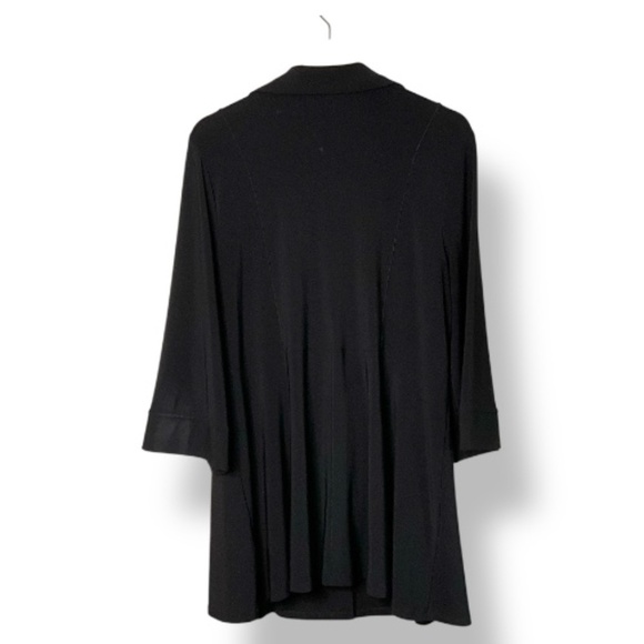 FRANK LYMAN Jersey Knit One Button Black Long Line Cardigan Sz 18 MADE IN CANADA - Picture 3 of 7